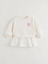 Young Girls Casual Sweet Floral Print Patchwork Hem Crew Neck Long Sleeve Sweatshirt Dress, Autumn